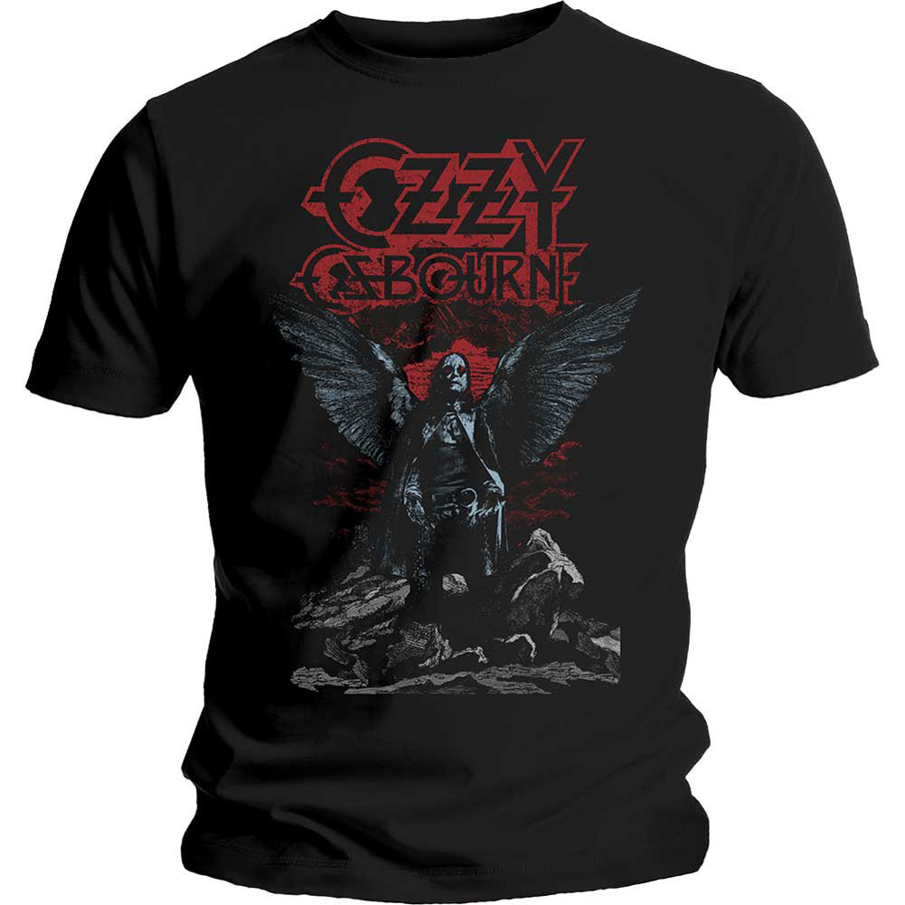 Herren Ozzy Osbourne Engelsflügel Slim Fit T-Shirt Large schwarz